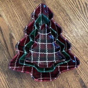 Expressly Yours | Christmas Tree Trays  | Set of 3 –Plaid Holiday Serving Dishes